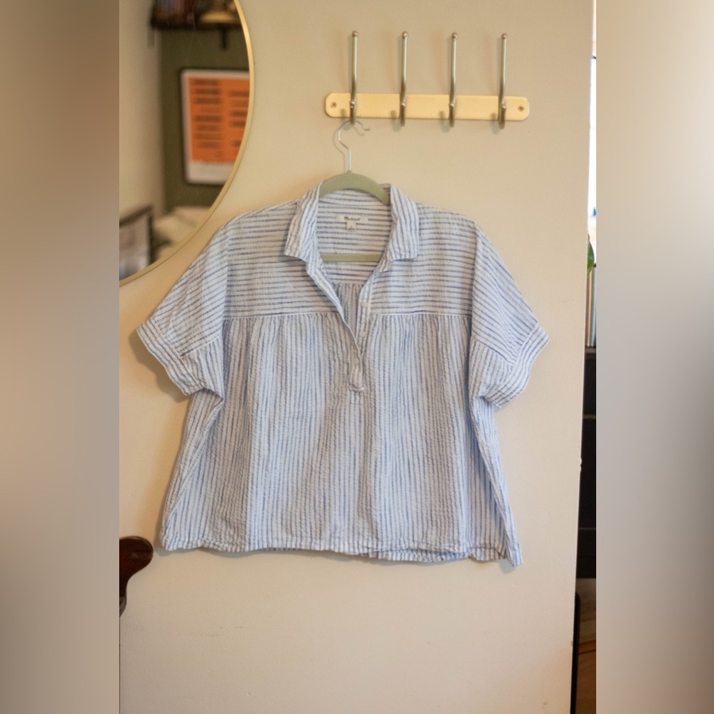 Madewell Boxy Crop Cap Sleeve Shirt